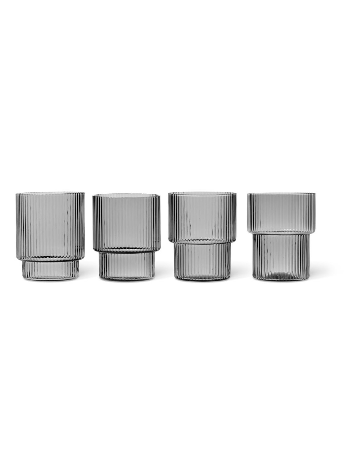 ferm LIVING Ripple drinkglazen set van 4 - voorkant lichtgrijs