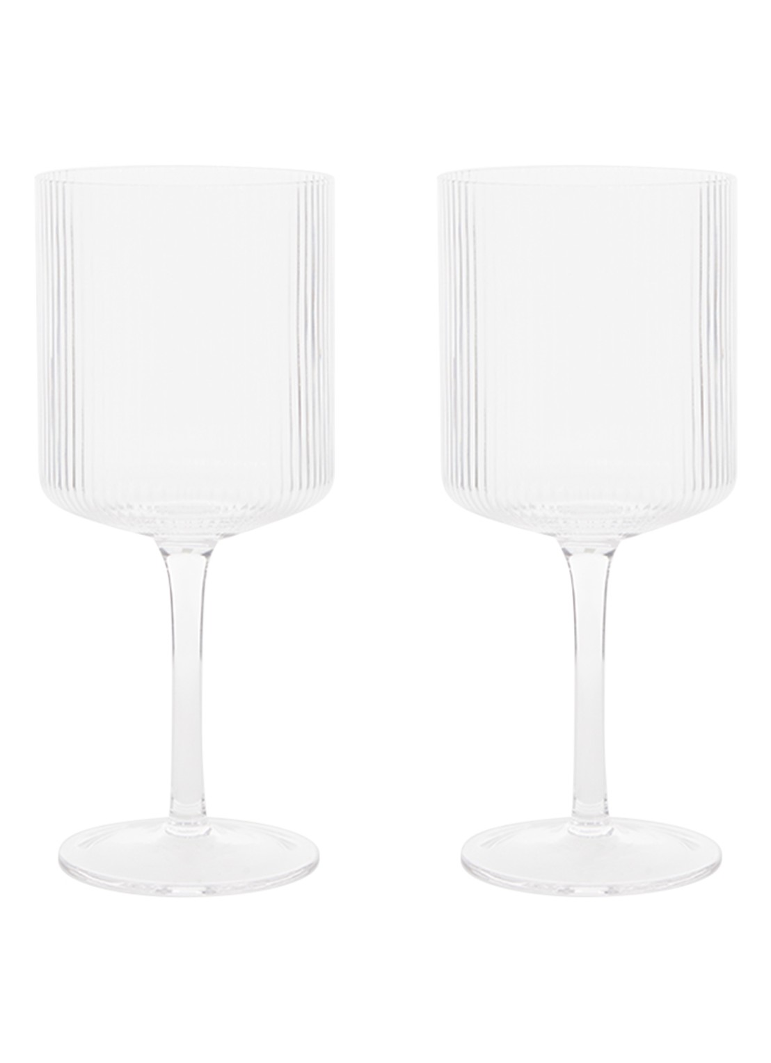 ferm LIVING Ripple rode wijnglas 32,5 cl set van 2 - voorkant transparant