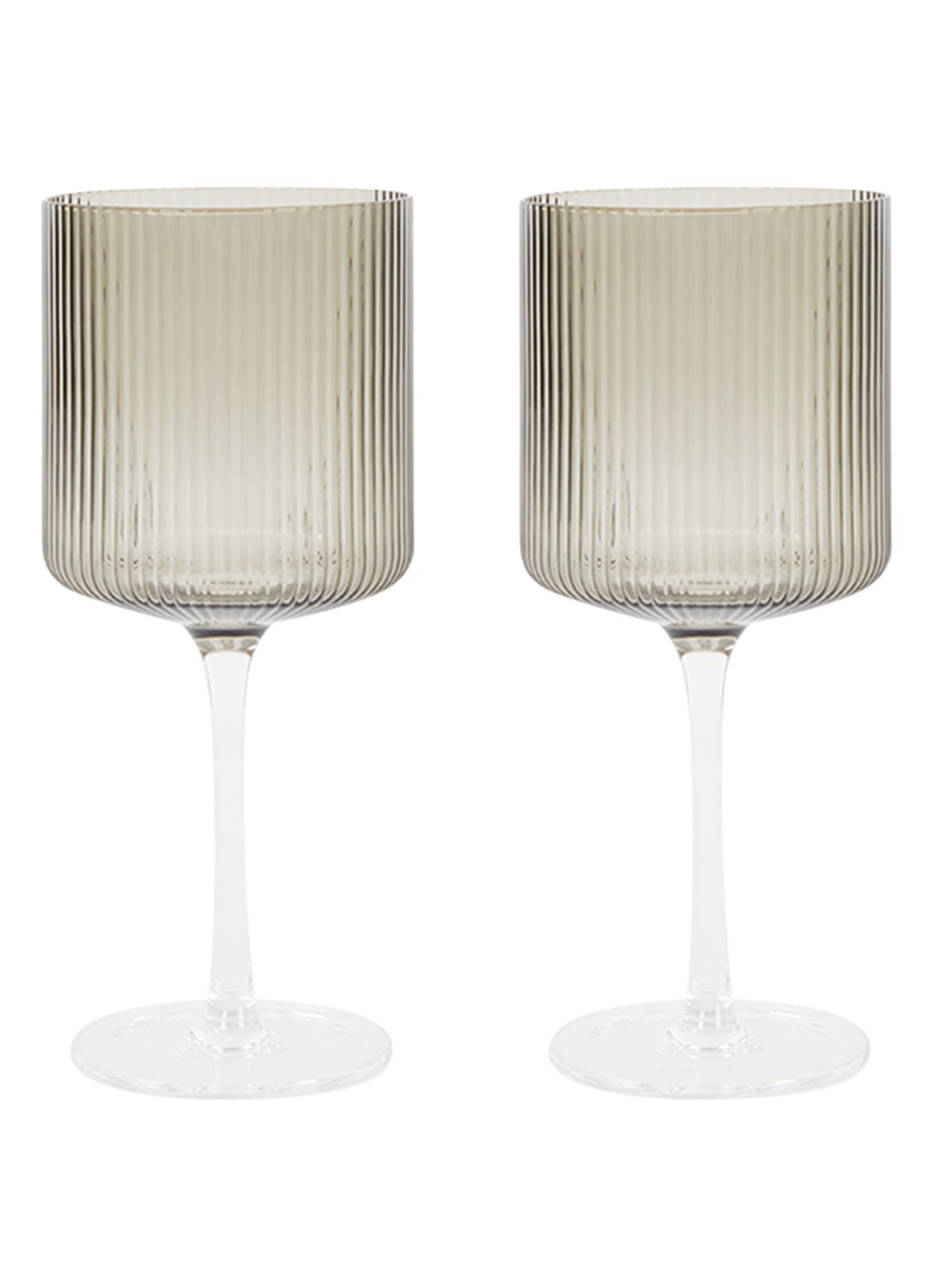 ferm LIVING Ripple rode wijnglas 32,5 cl set van 2 - voorkant grijs