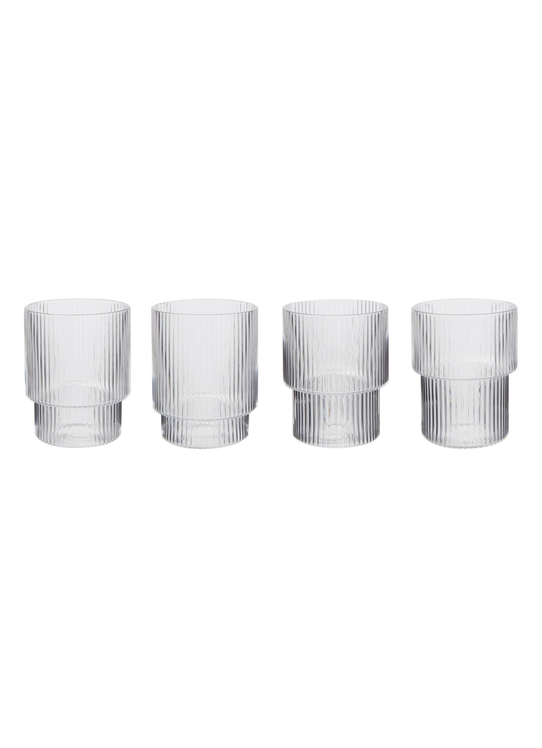 ferm LIVING Ripple waterglas set van 4 - voorkant transparant