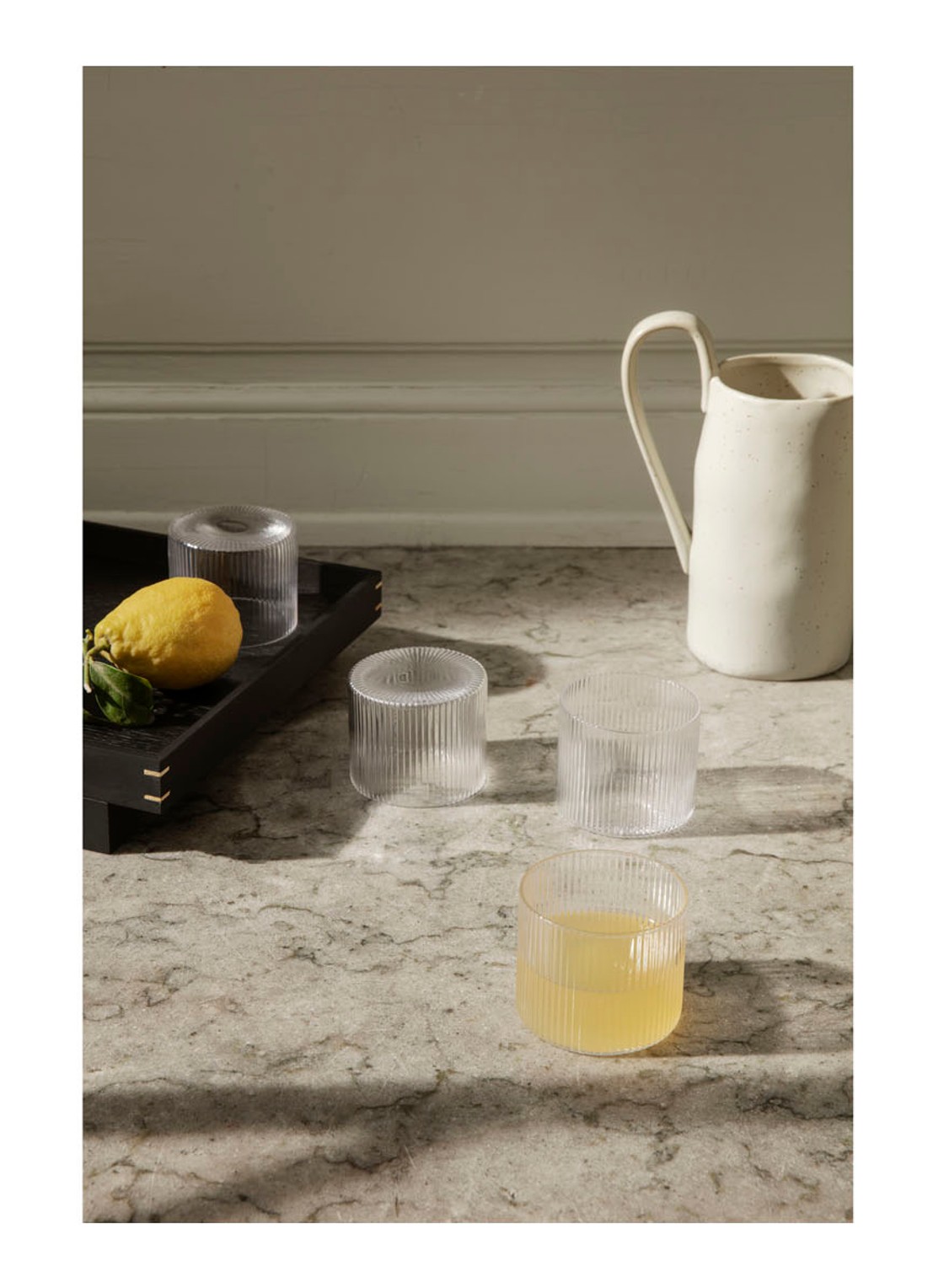 ferm LIVING Ripple waterglazen set van 4 - voorkant 2 transparant