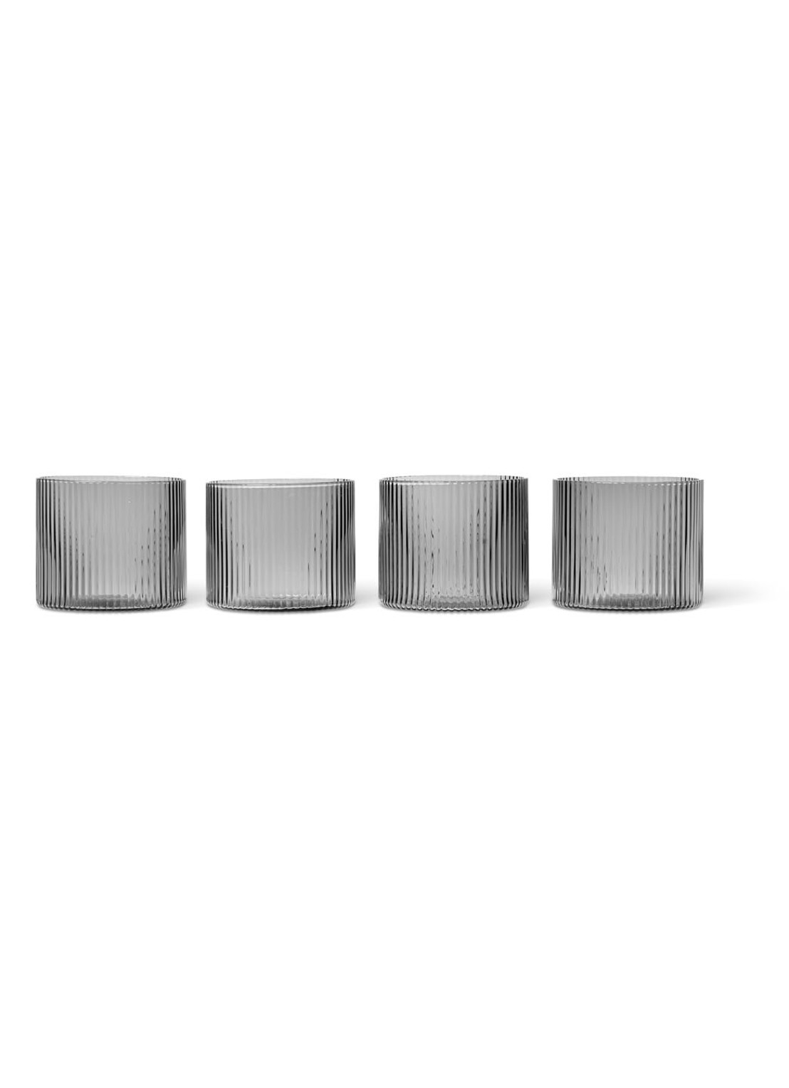 ferm LIVING Ripple waterglazen set van 4 - voorkant 2 lichtgrijs