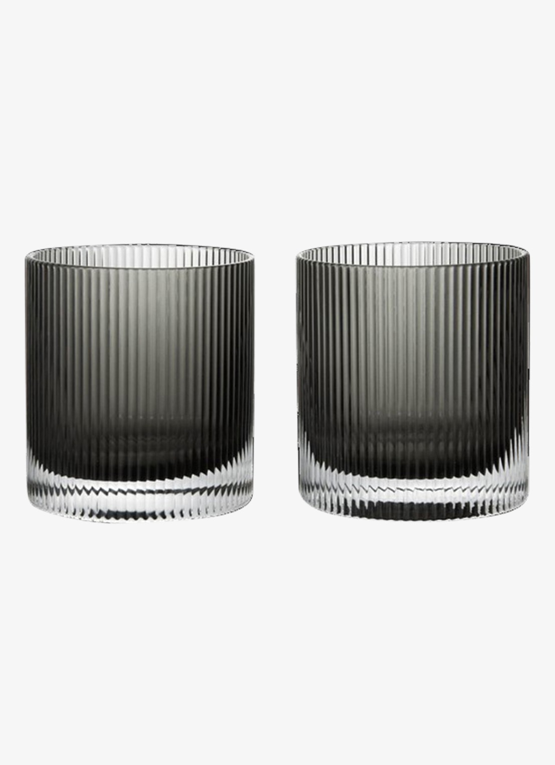 ferm LIVING Ripple whiskyglas 25 cl set van 2 - voorkant grijs