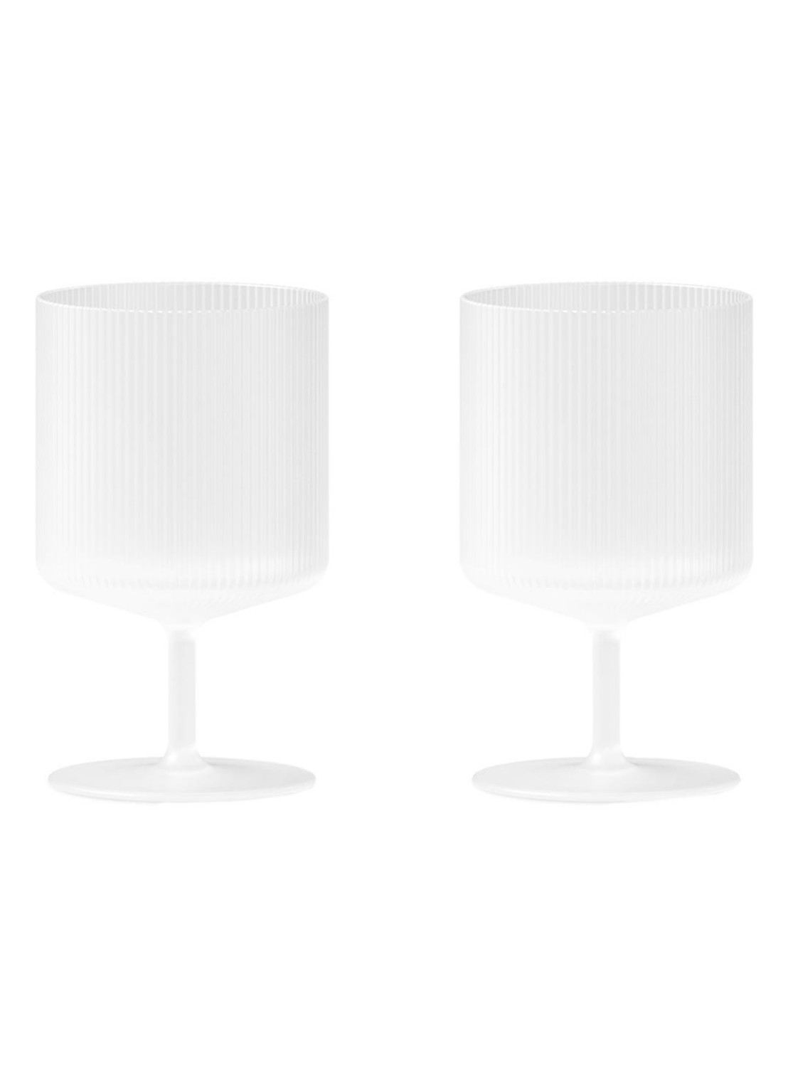 ferm LIVING Ripple wijnglas set van 2  - voorkant wit