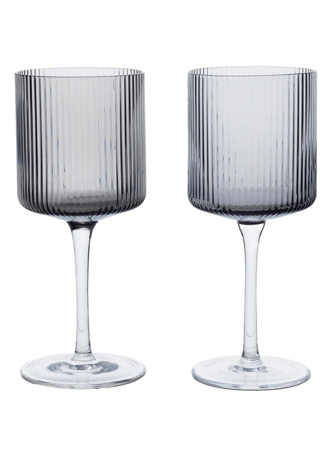 ferm LIVING Ripple wijnglas set van 2  - voorkant grijs