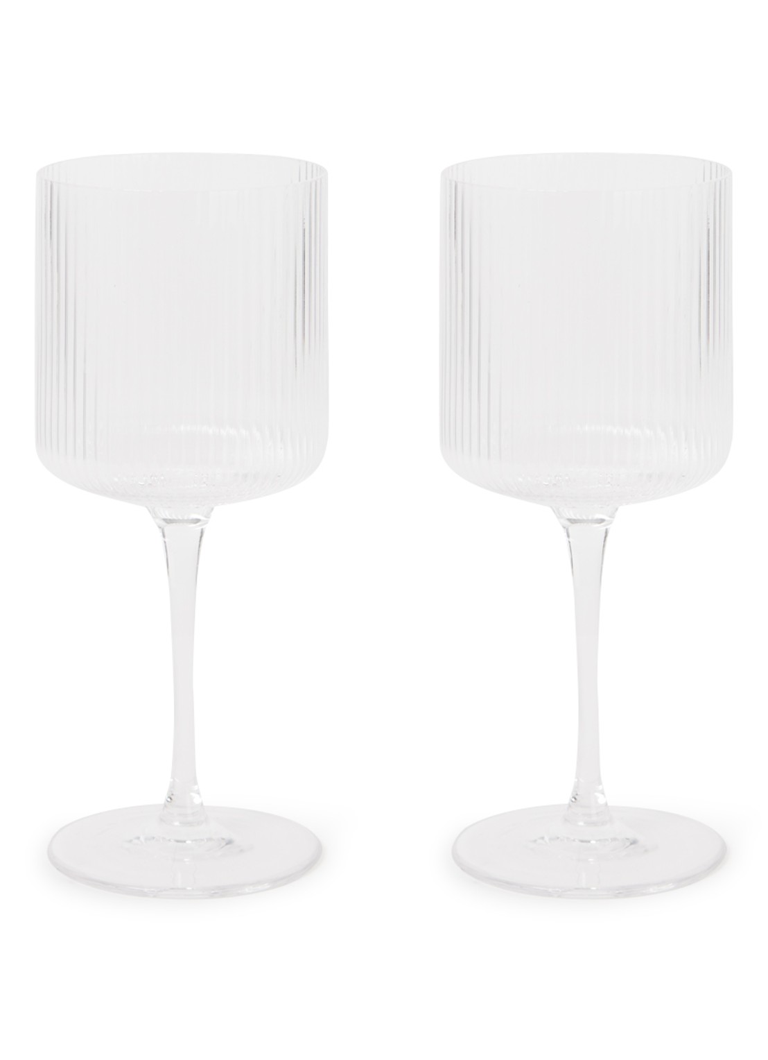 ferm LIVING Ripple witte wijnglas 26 cl set van 2 - voorkant transparant