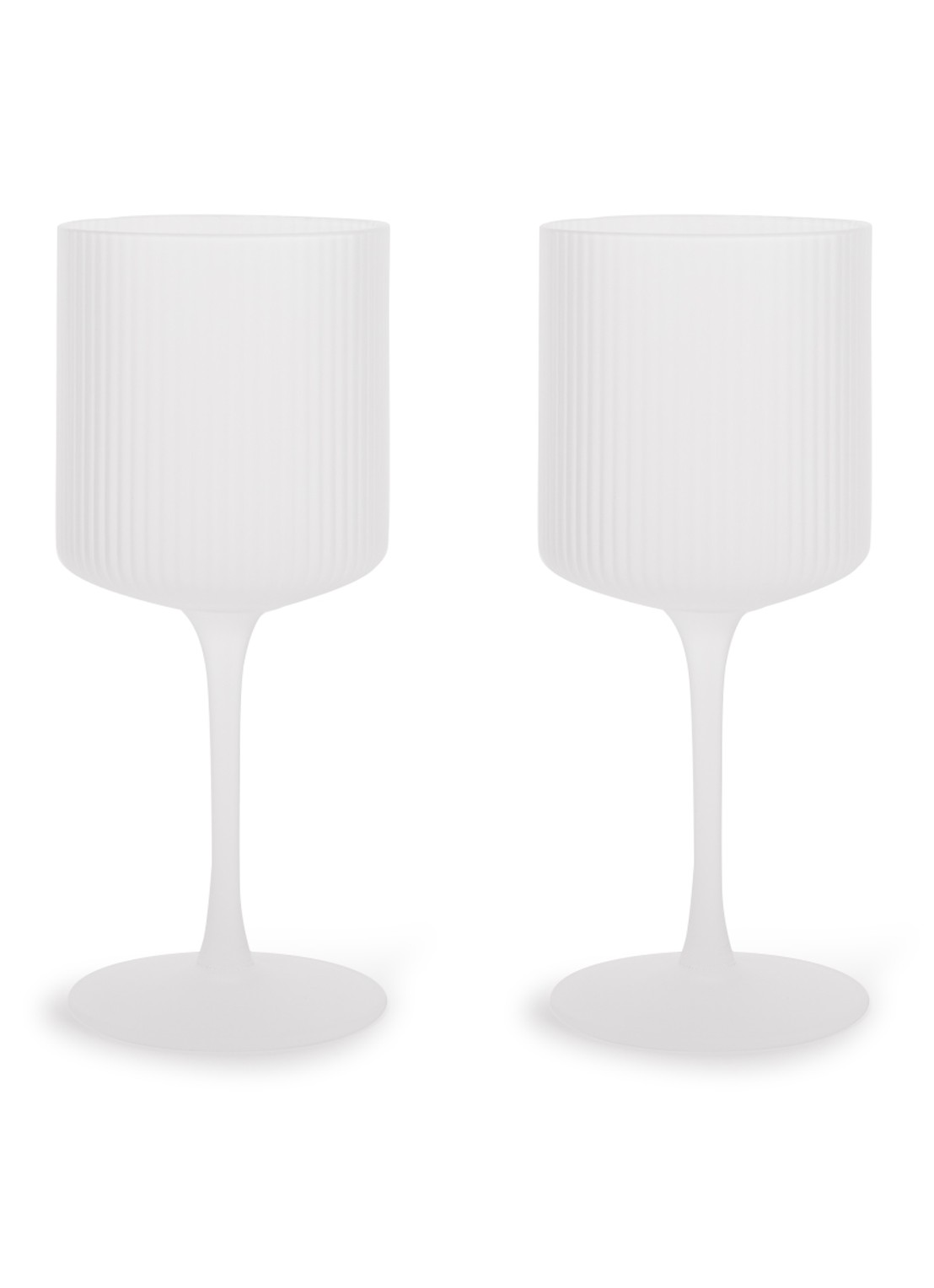 ferm LIVING Ripple witte wijnglas 26 cl set van 2 - voorkant 2 wit