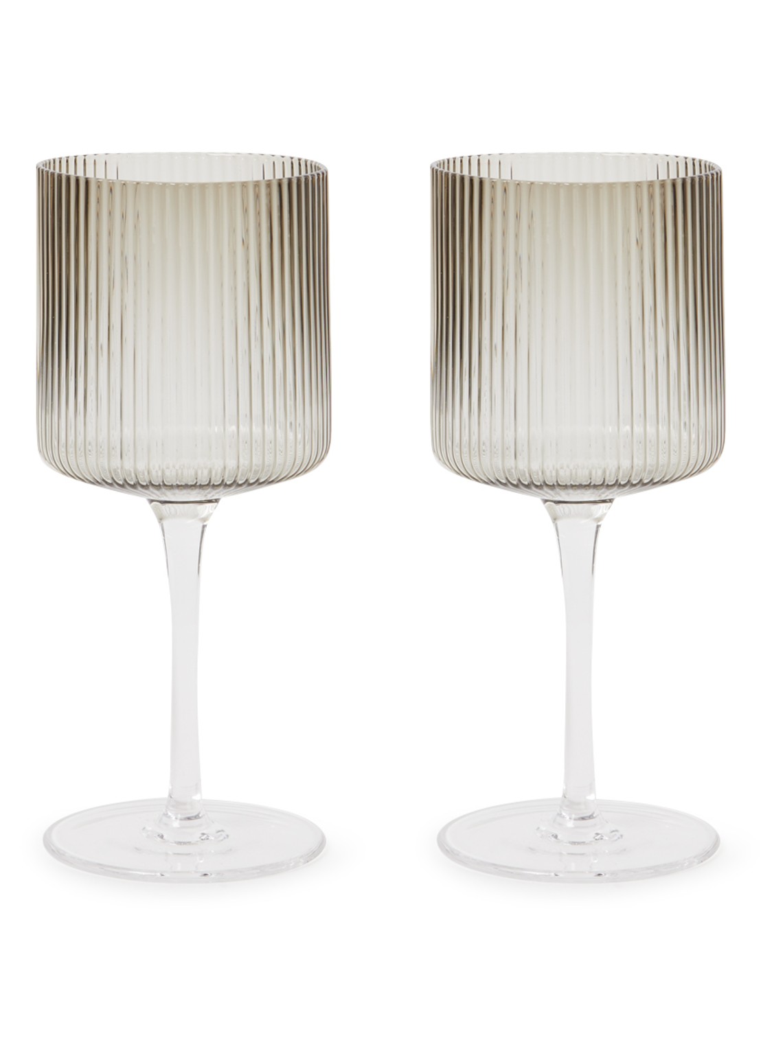 ferm LIVING Ripple witte wijnglas 26 cl set van 2 - voorkant 2 grijs