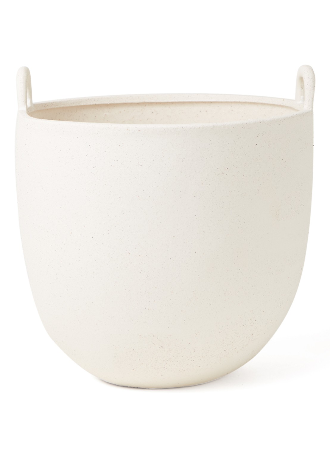 ferm LIVING Speckle bloempot van aardewerk voor binnen en buiten Ø30 cm - voorkant 2 gebroken wit