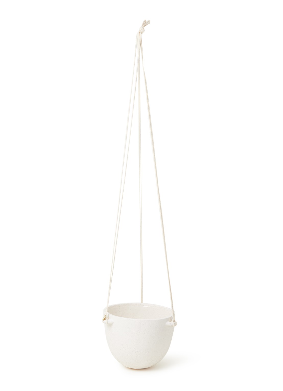 ferm LIVING Speckle L plantenhanger van keramiek voor binnen Ø20,5 cm - voorkant wit