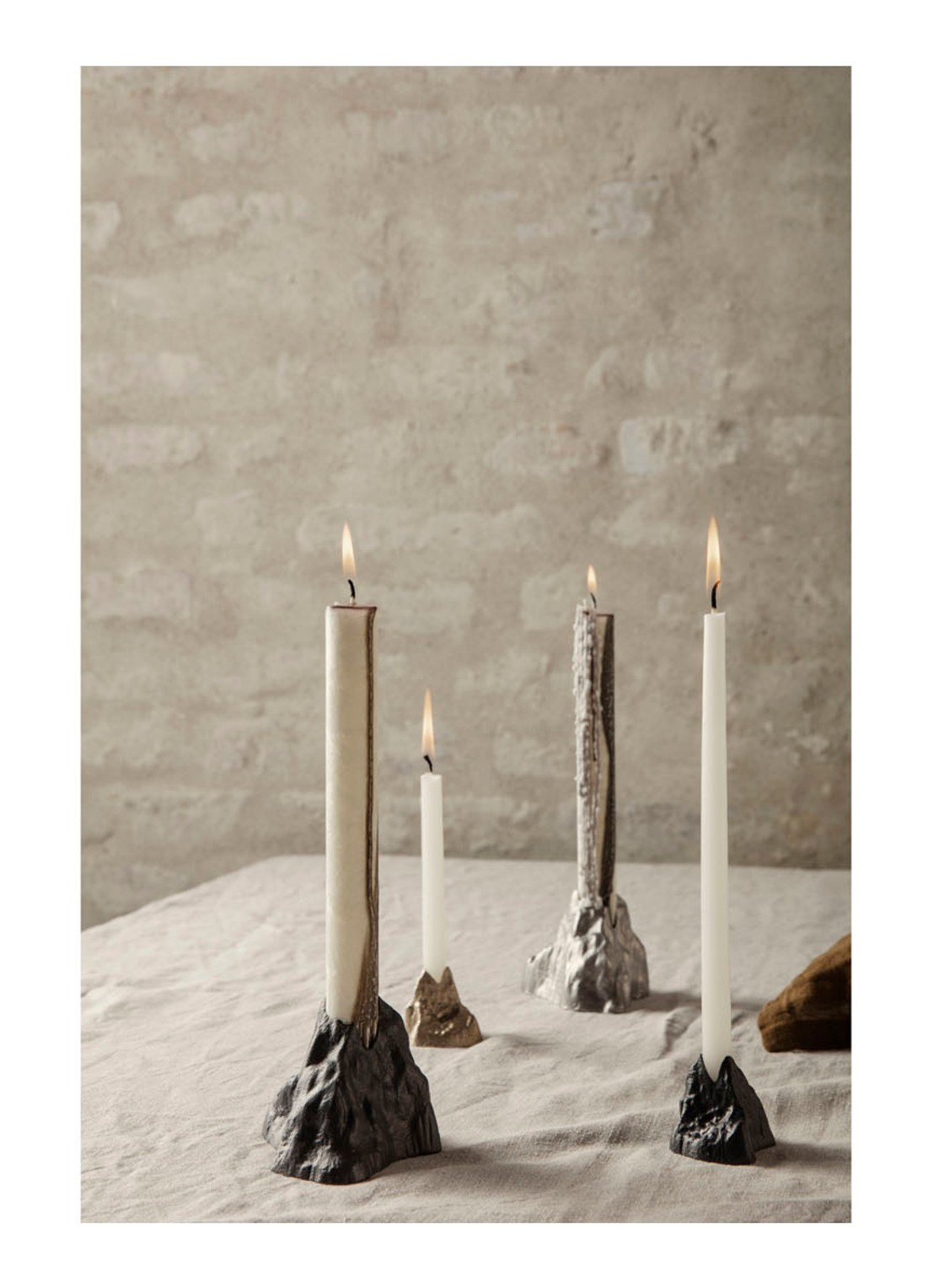 ferm LIVING Stone L kandelaar 7 cm - voorkant 3 zilver