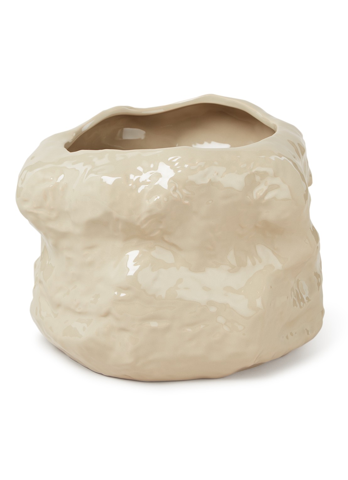 ferm LIVING Tuck bloempot van aardewerk voor binnen Ø29 cm - voorkant beige