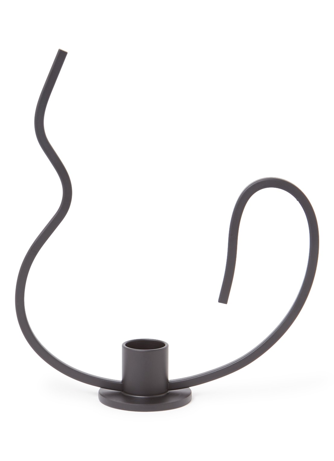 ferm LIVING Valse Low kandelaar 18,4 cm - voorkant zwart