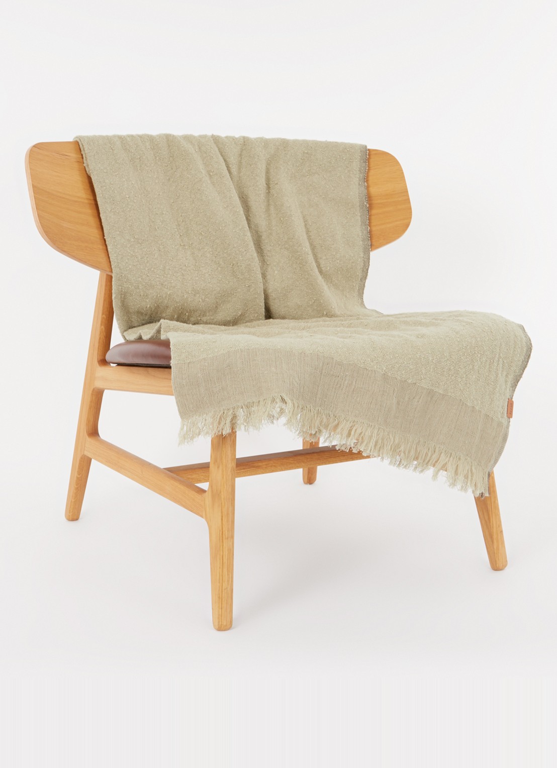 ferm LIVING Weaver plaid in wolblend 120 x 170 cm - voorkant 2 olijfgroen