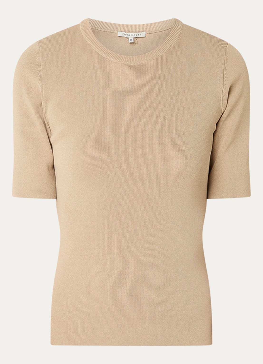 Fifth House Alya fijngebreide top - voorkant beige