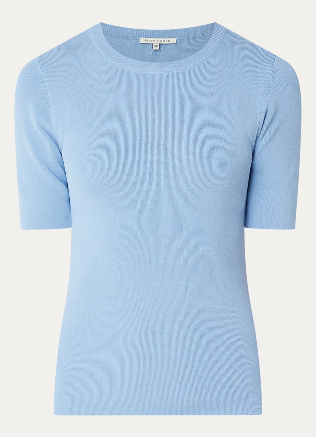 Fifth House Alya fijngebreide top - voorkant 2 blauw
