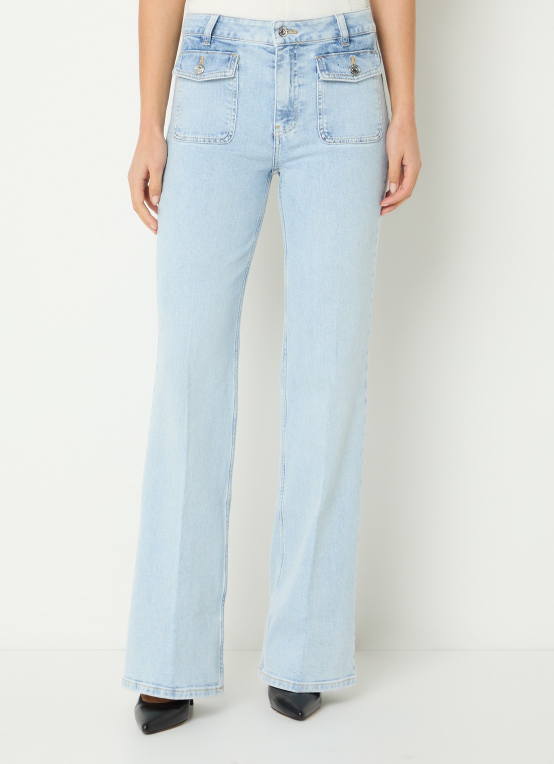 Fifth House Bella high waist straight leg jeans met lichte wassing - detail 2 indigo
