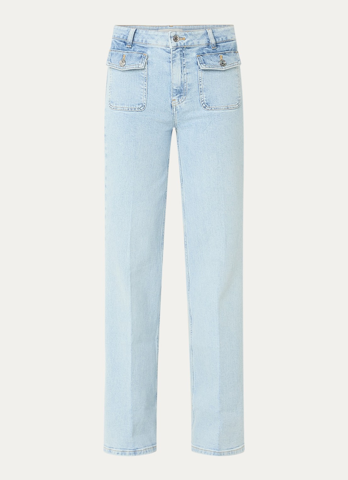 Fifth House Bella high waist straight leg jeans met lichte wassing - voorkant 3 indigo