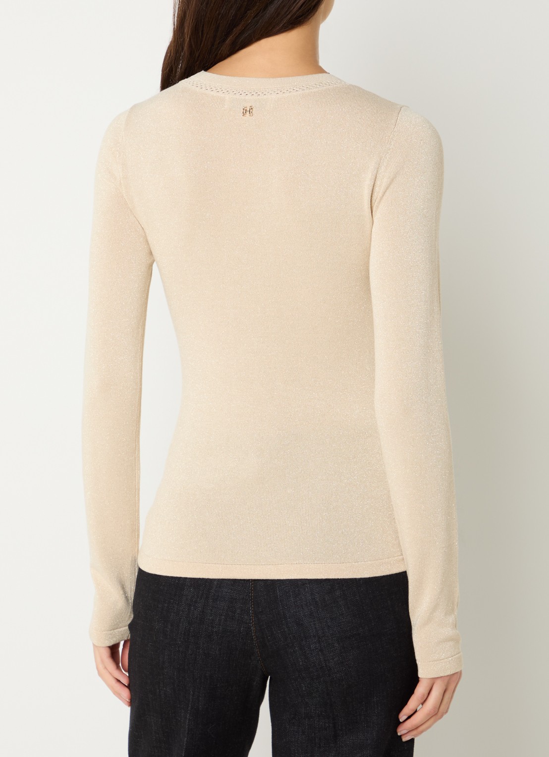 Fifth House Fijngebreide top met lurex - achterkant creme