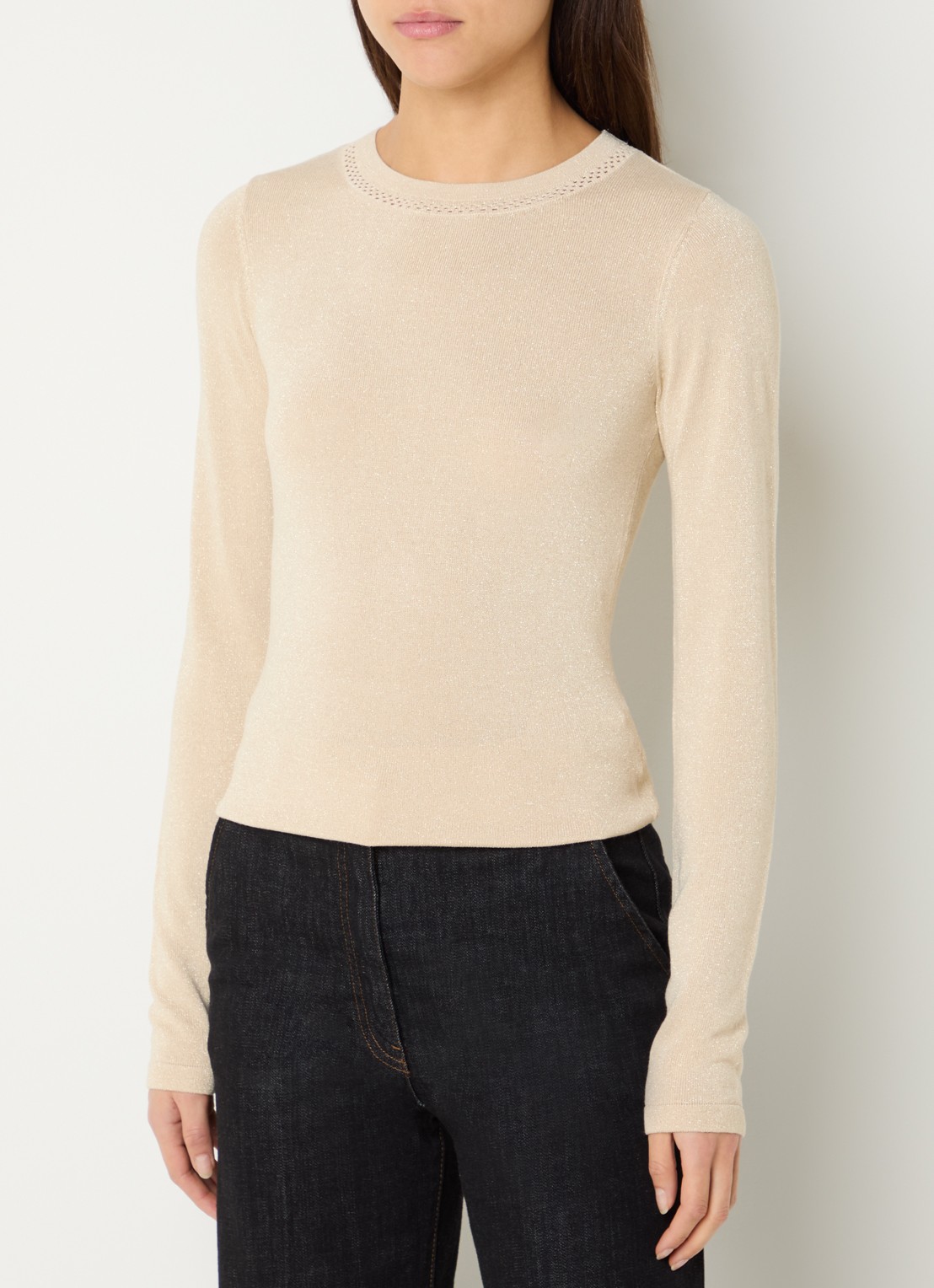 Fifth House Fijngebreide top met lurex - detail 4 creme