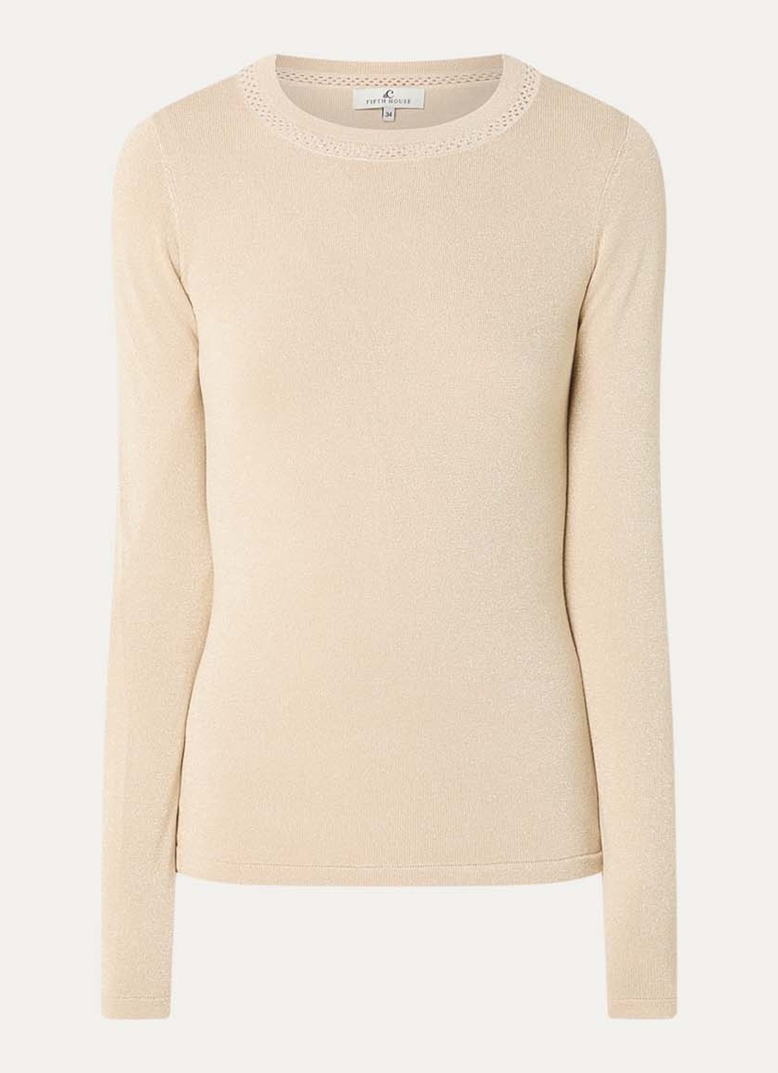 Fifth House Fijngebreide top met lurex - voorkant 2 creme