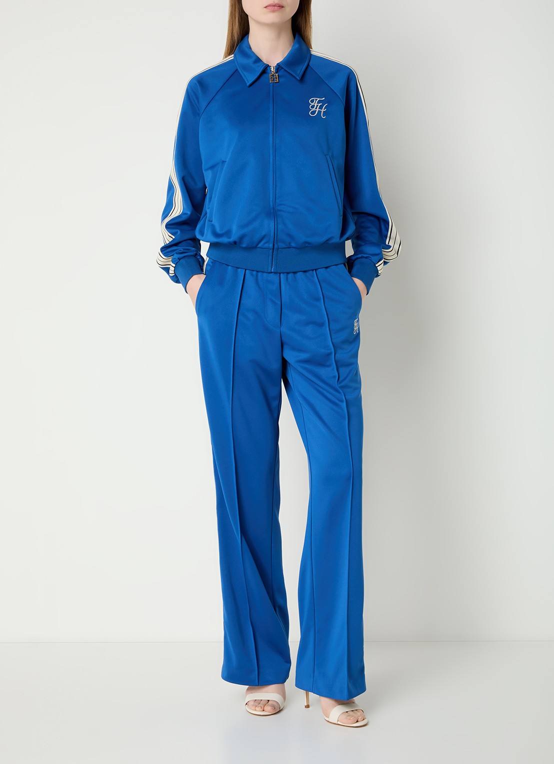 Fifth House Gino high waist straight fit trackpants met steekzakken - voorkant 4 royalblauw