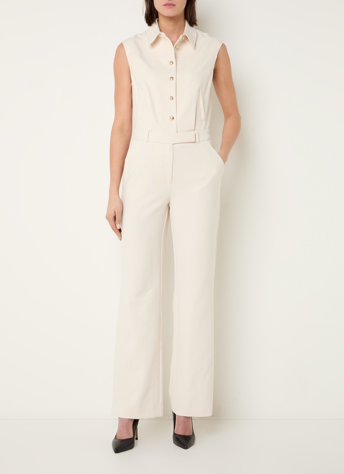 Fifth House Gwenn straight fit jumpsuit met steekzakken - detail 4 creme