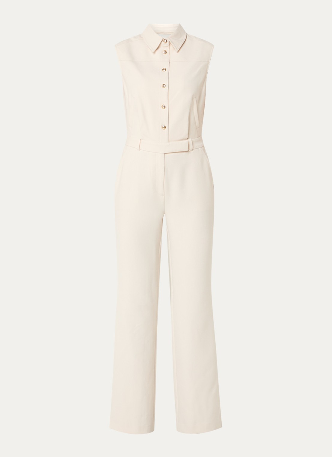 Fifth House Gwenn straight fit jumpsuit met steekzakken - voorkant 2 creme