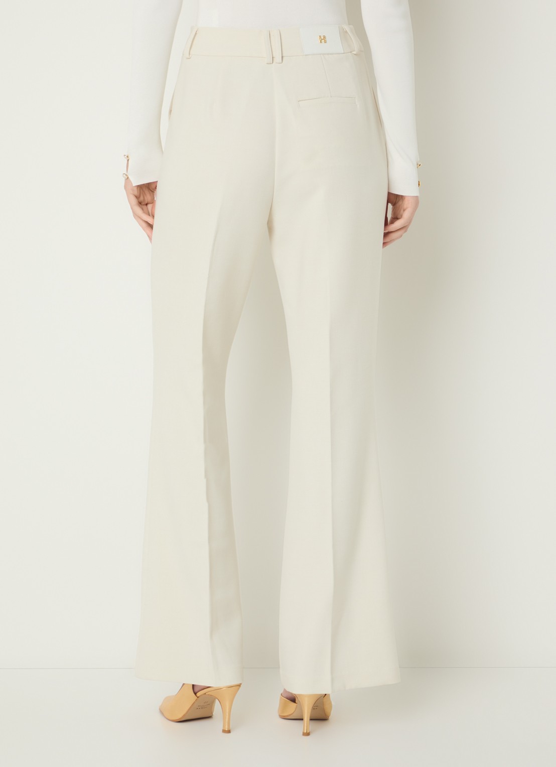 Fifth House High waist flared fit pantalon met steekzakken - achterkant 2 creme