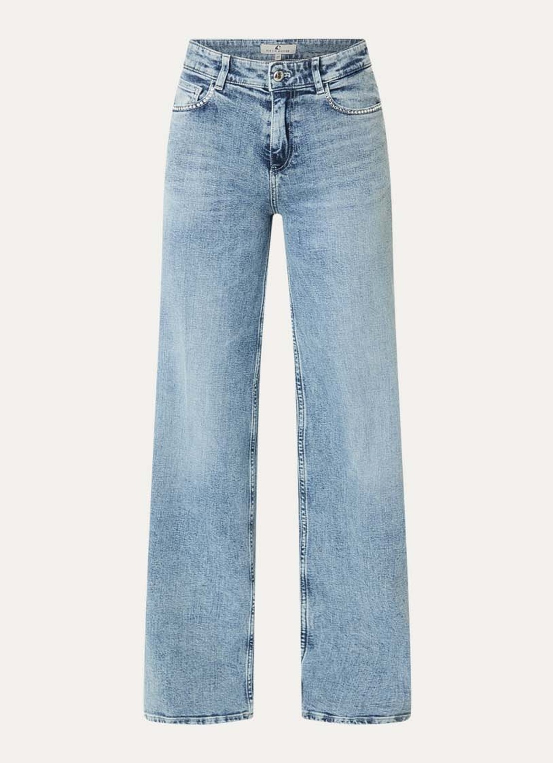 Fifth House Kamilla high waist wide fit jeans met strass - voorkant 4 indigo