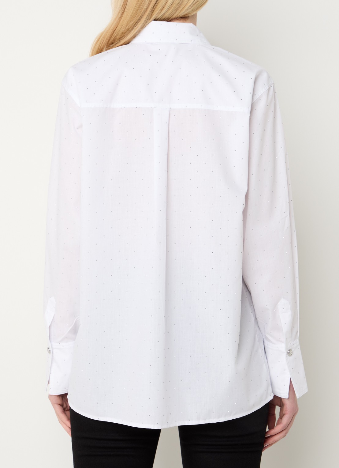 Fifth House Kyona blouse met borstzak en strass - achterkant 2 wit