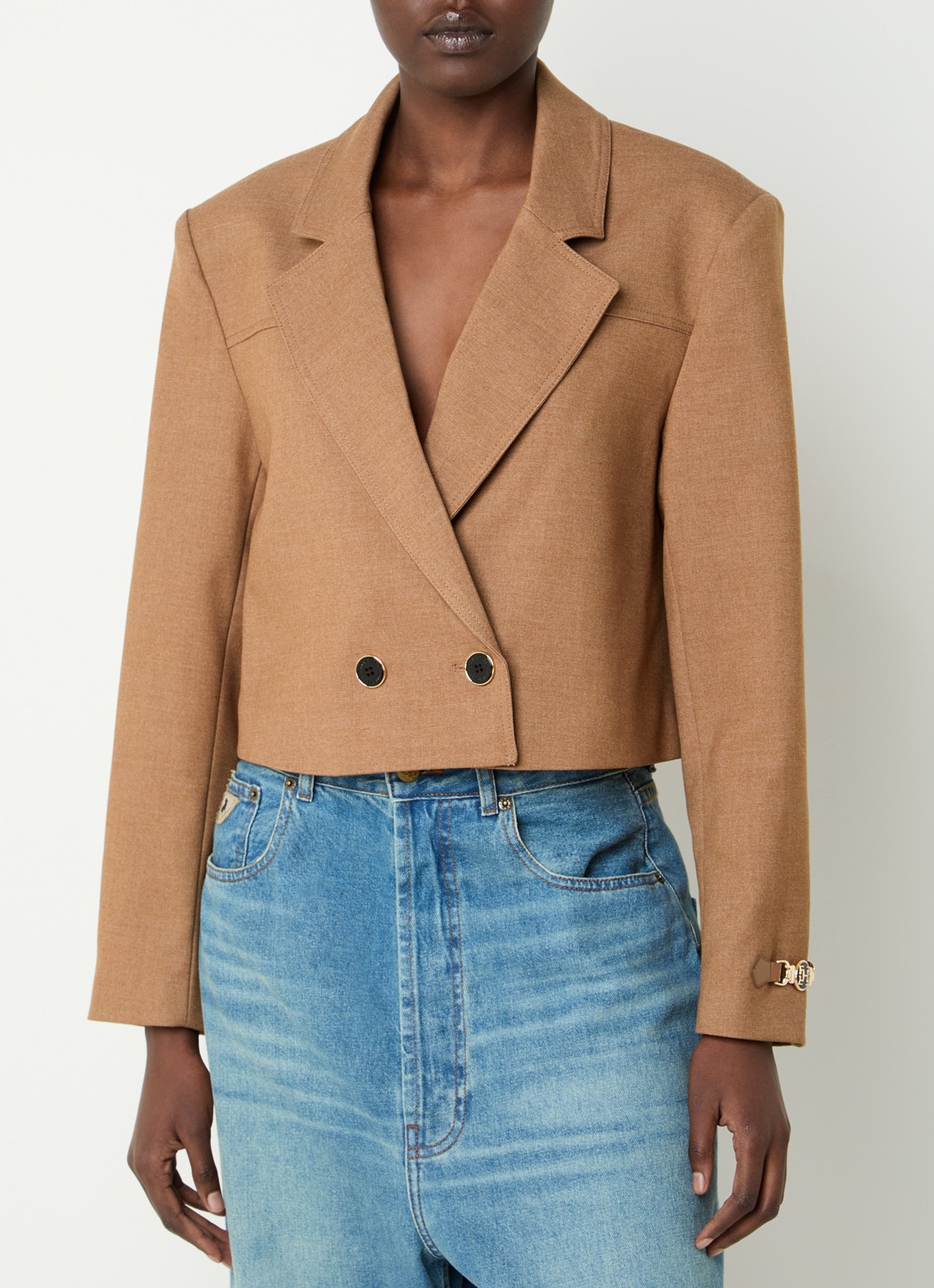 Fifth House Ladaa cropped blazer  - detail 3 camel