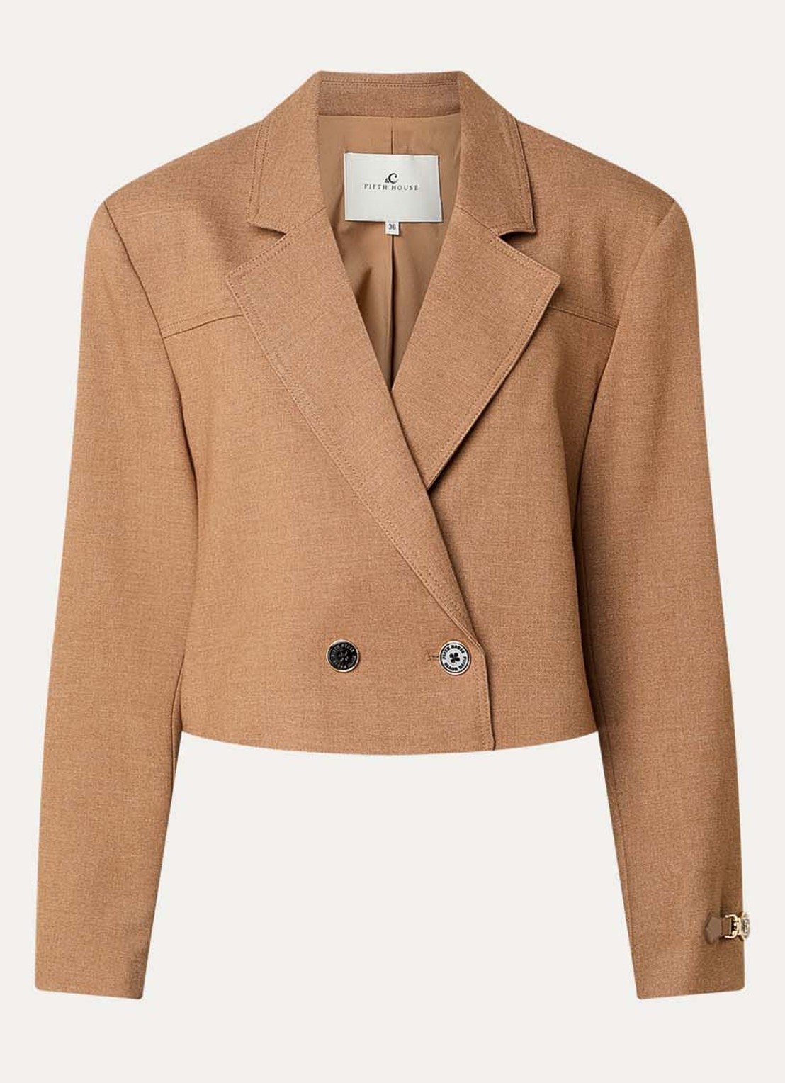 Fifth House Ladaa cropped blazer  - voorkant camel