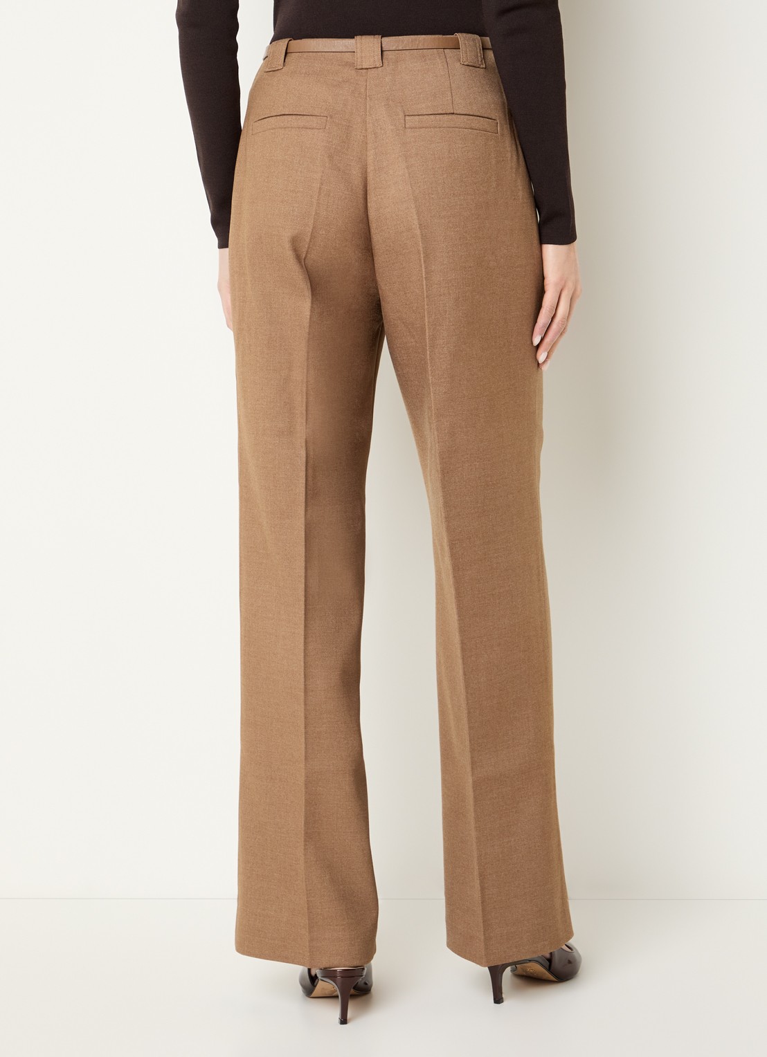 Fifth House Ladaa high waist loose fit pantalon met persplooi - achterkant camel
