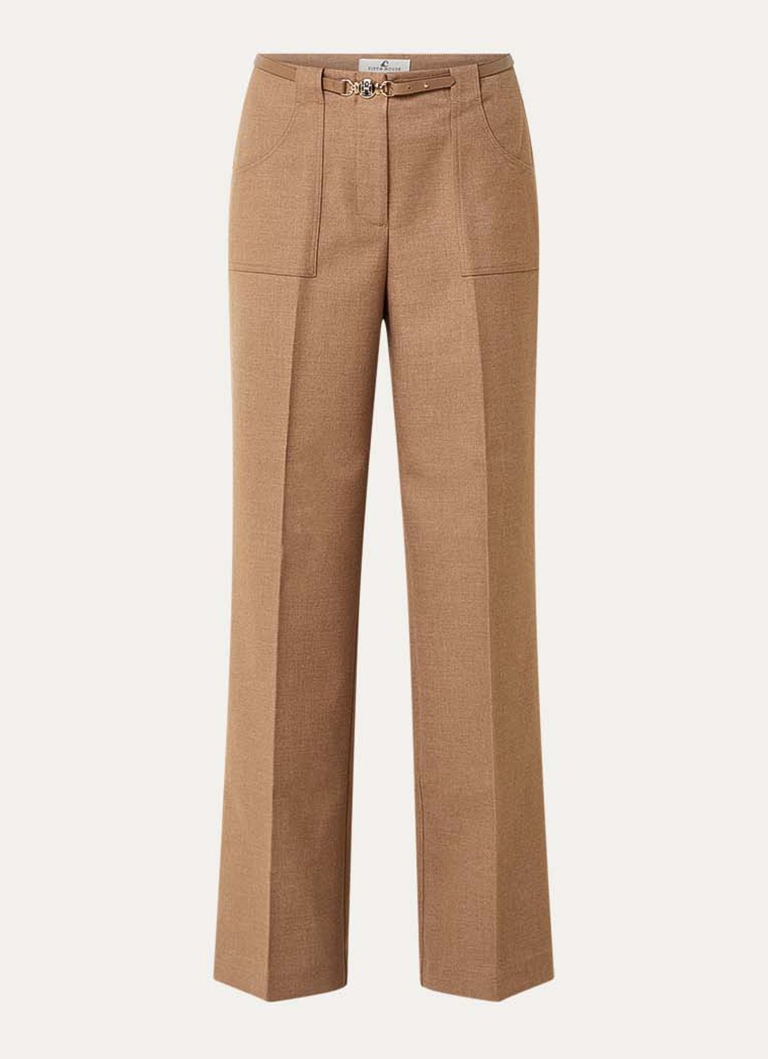 Fifth House Ladaa high waist loose fit pantalon met persplooi - voorkant 3 camel