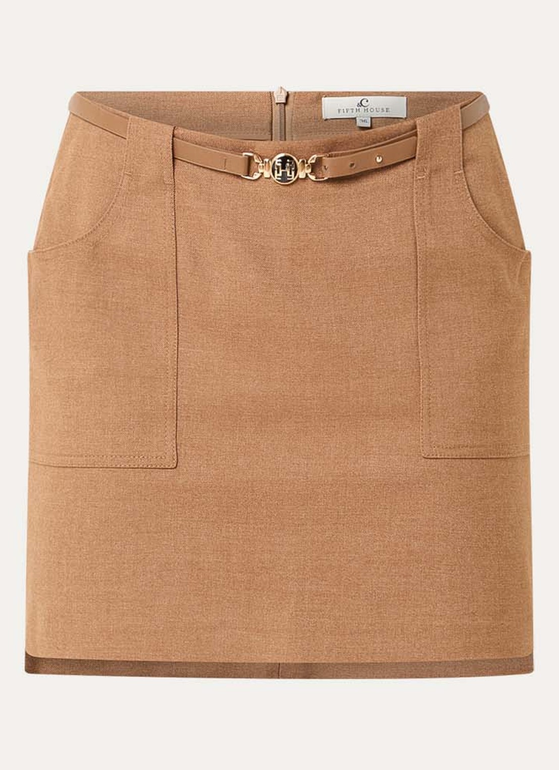 Fifth House Ladaa mini rok met steekzakken - voorkant camel