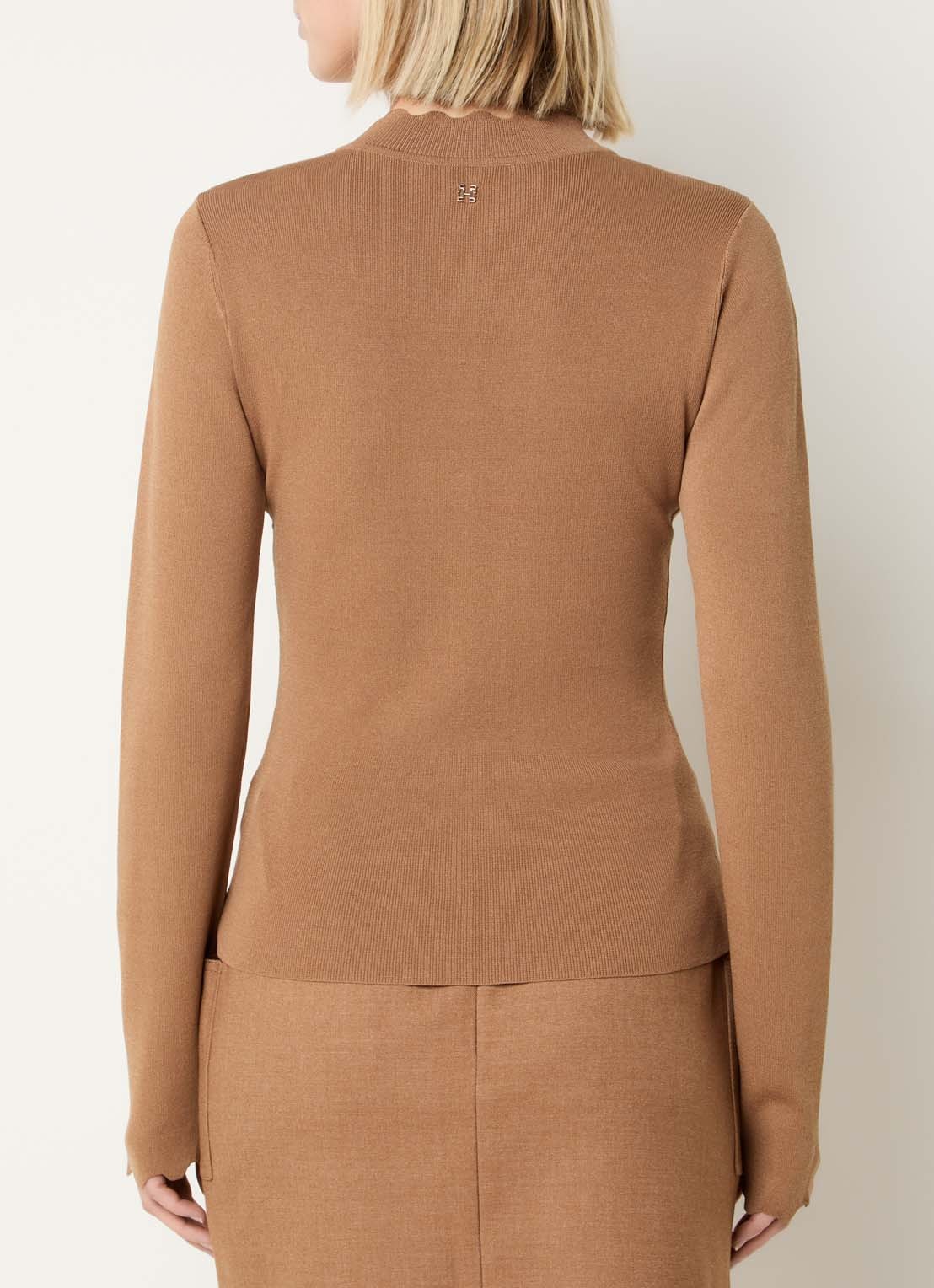 Fifth House Larter top met geschulpt detail - achterkant camel