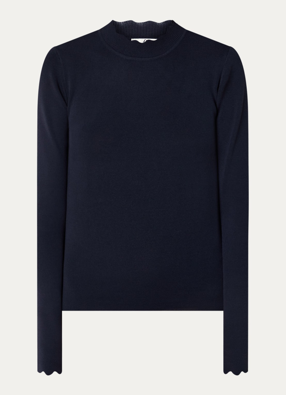 Fifth House Larter top met geschulpt detail - voorkant 2 donkerblauw