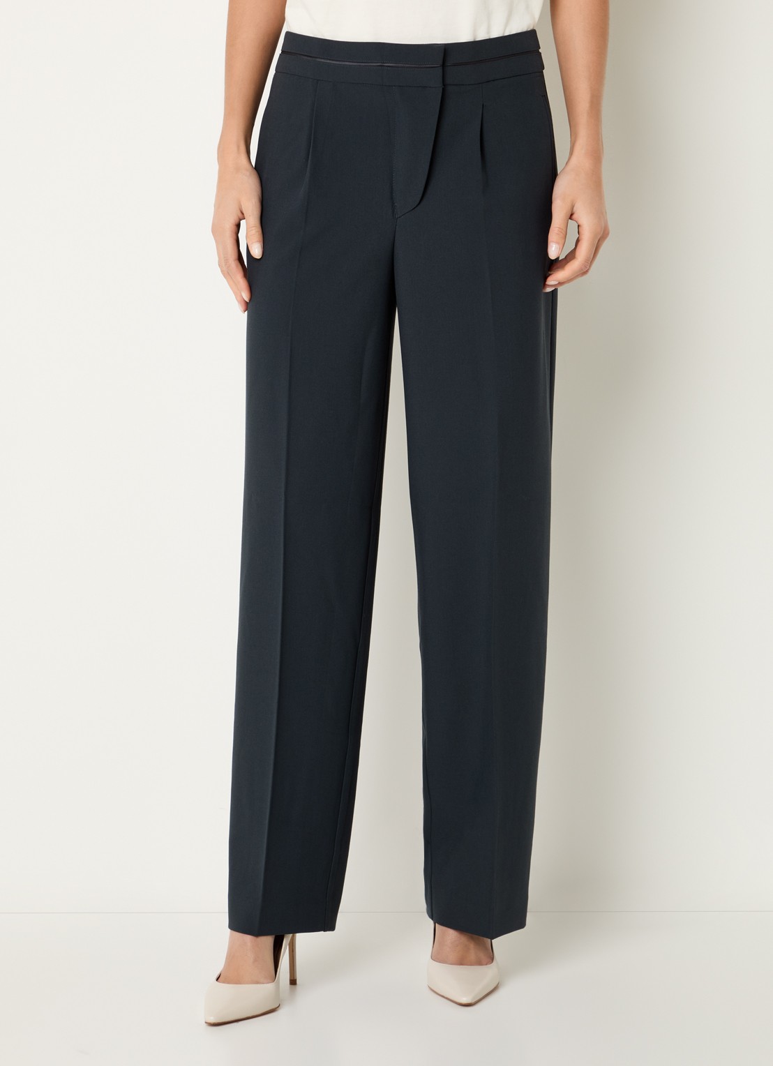 Fifth House Lizzy high waist tapered fit pantalon met persplooi - detail petrol