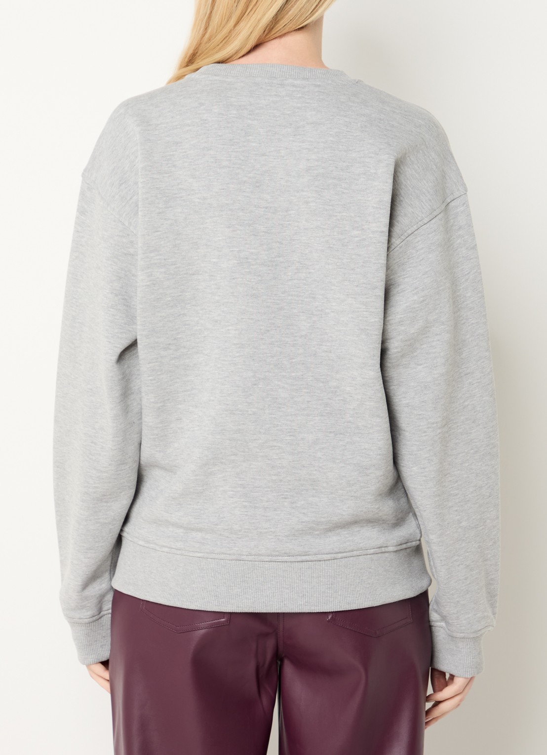 Fifth House Logan sweater met logoprint en gemêleerd dessin - achterkant 2 grijsmele