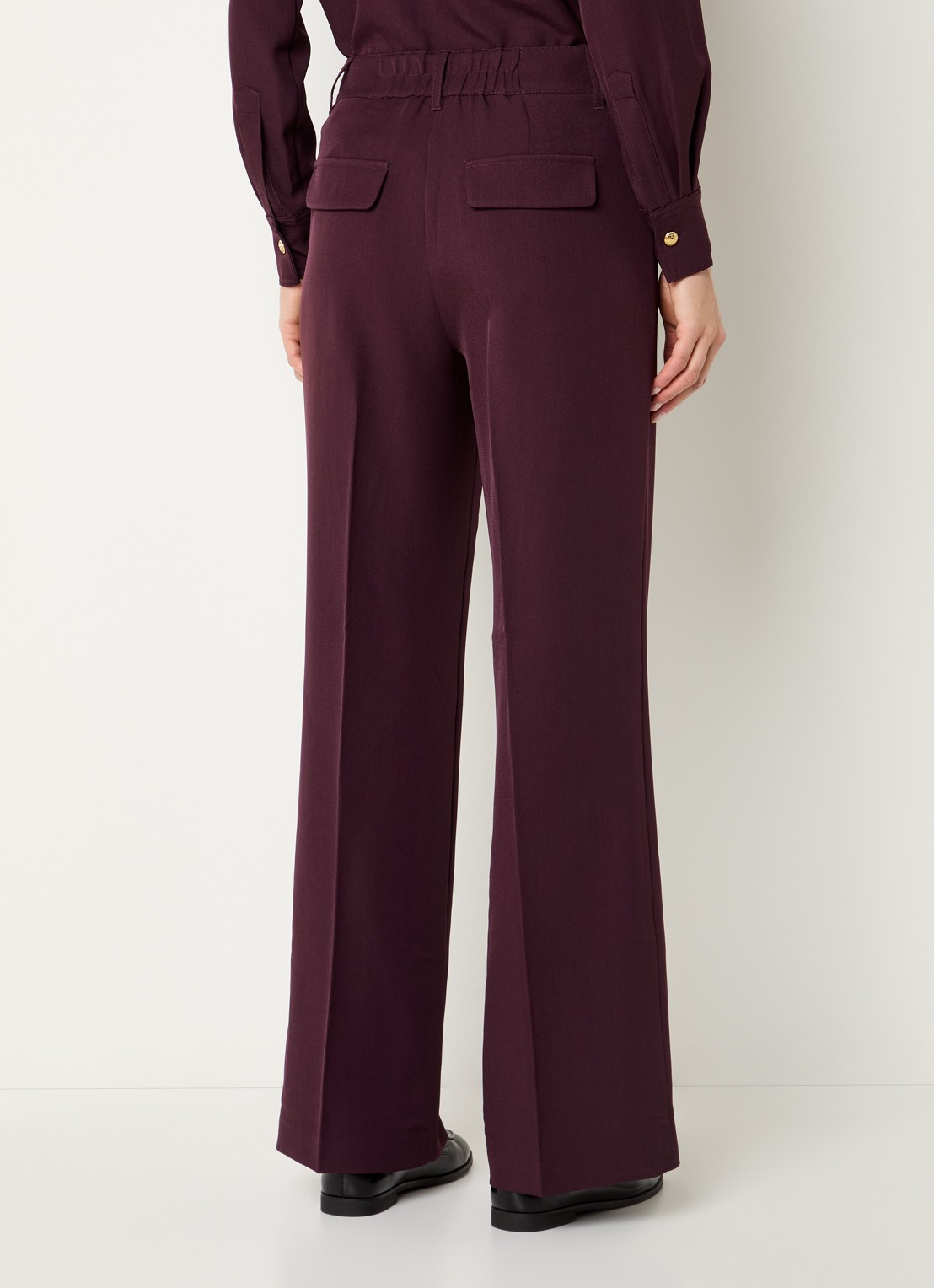 Fifth House Lonni high waist tapered fit pantalon met steekzakken - achterkant 3 aubergine
