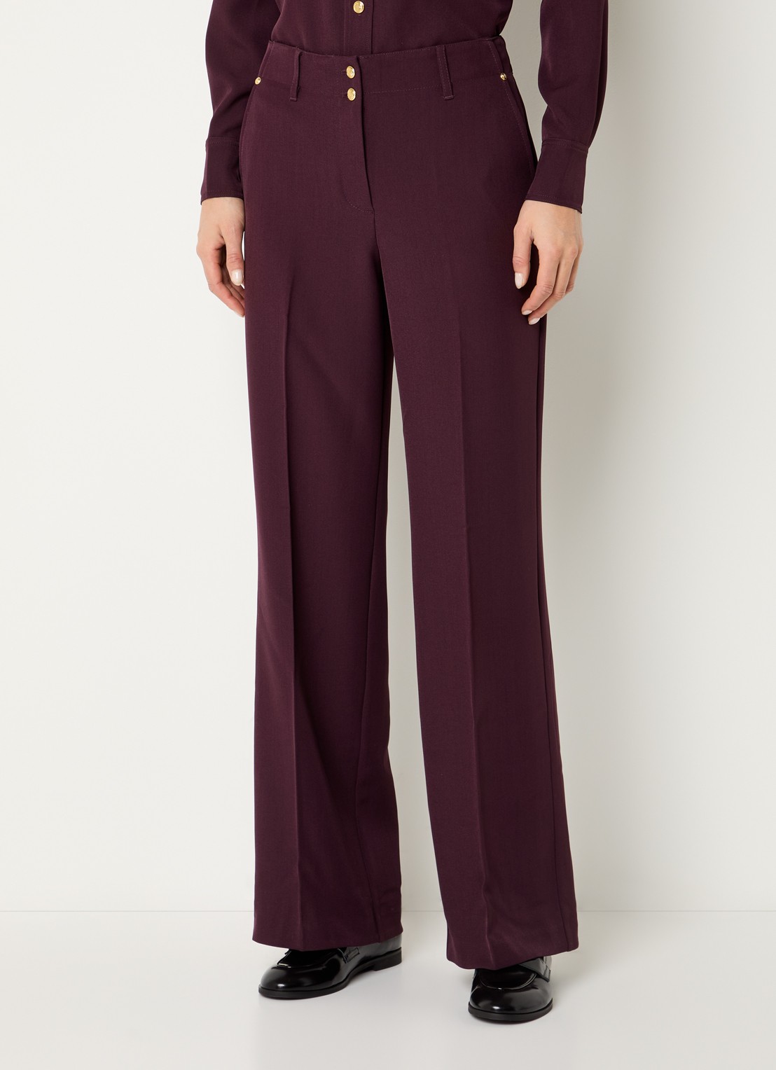 Fifth House Lonni high waist tapered fit pantalon met steekzakken - detail 4 aubergine
