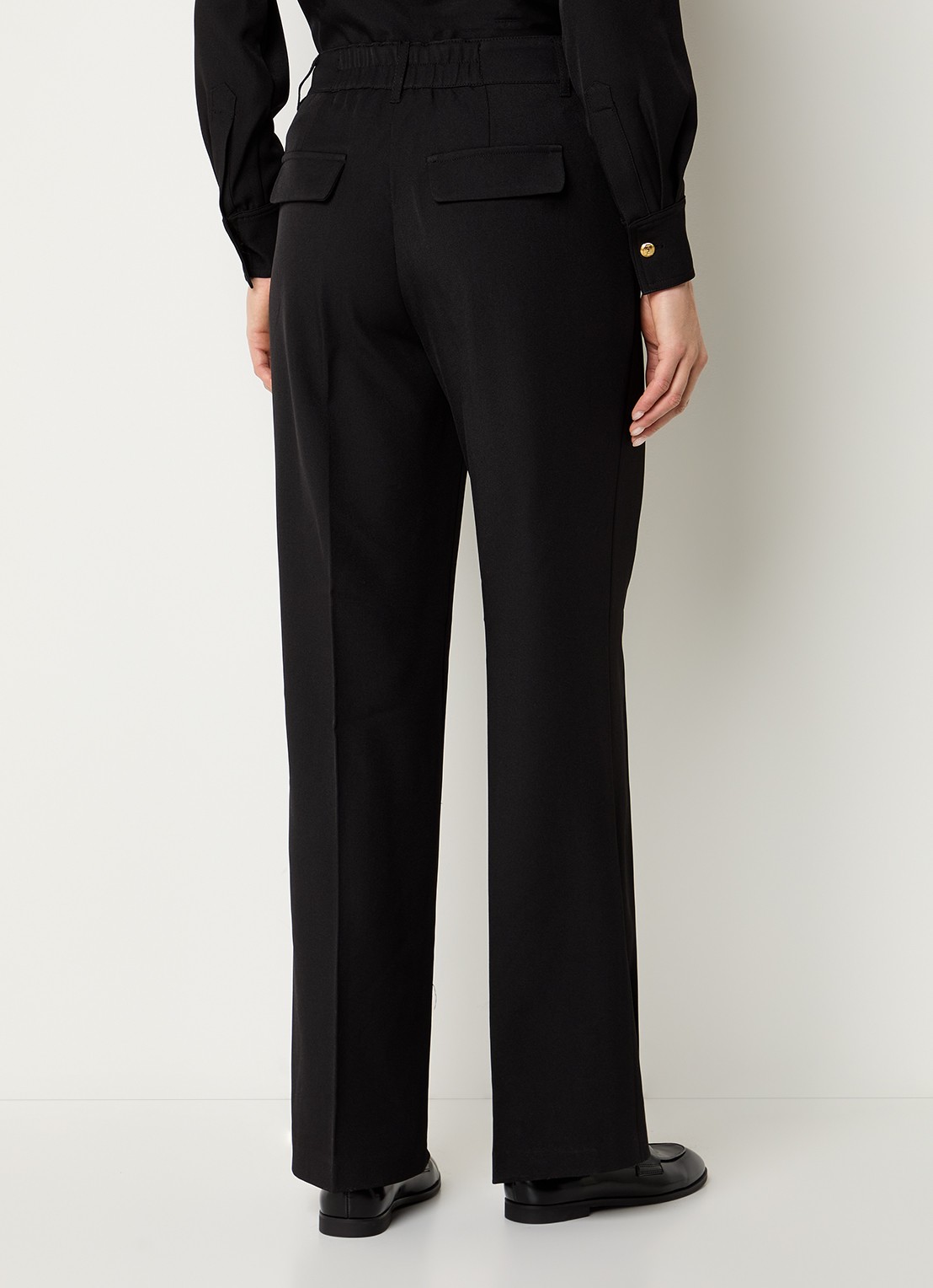 Fifth House Lonni high waist tapered fit pantalon met steekzakken - achterkant 4 zwart