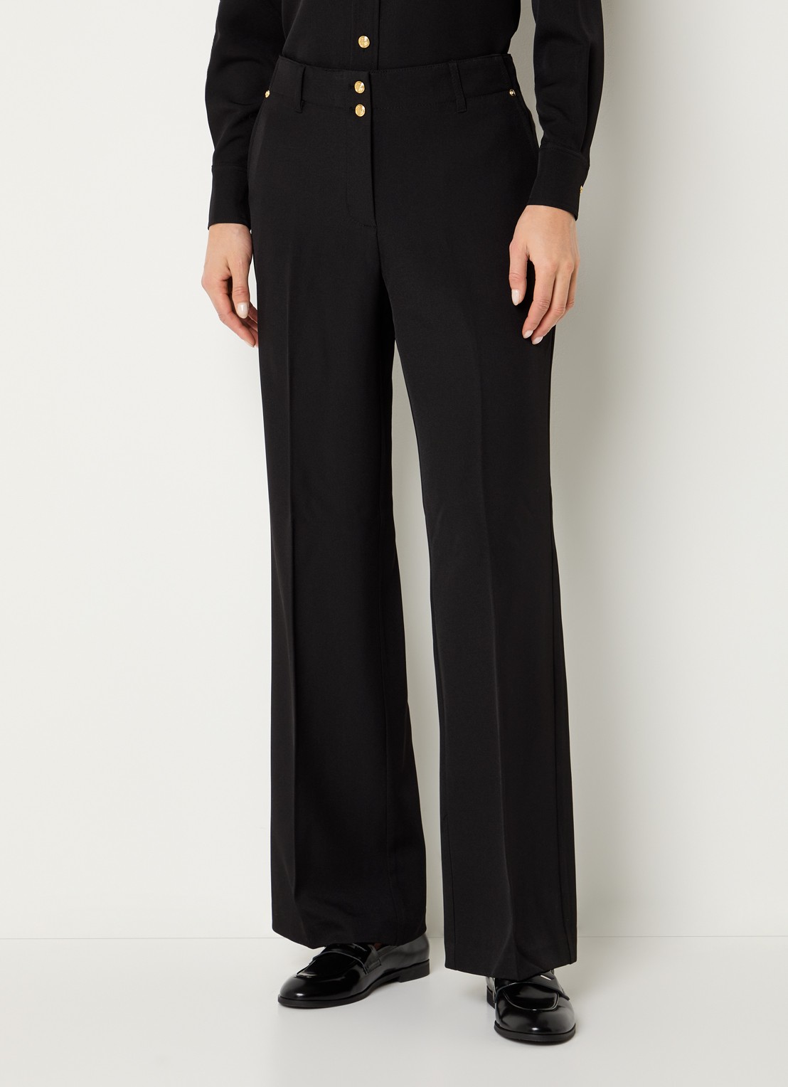Fifth House Lonni high waist tapered fit pantalon met steekzakken - detail 3 zwart