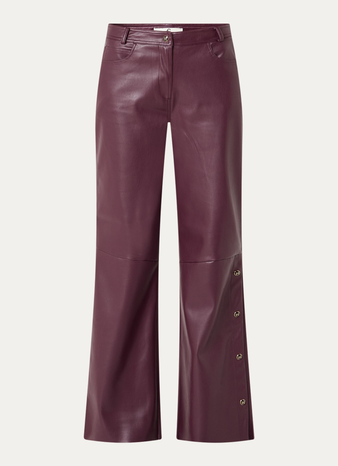 Fifth House Lorrin high waist flared fit broek van imitatieleer - voorkant 2 bordeauxrood