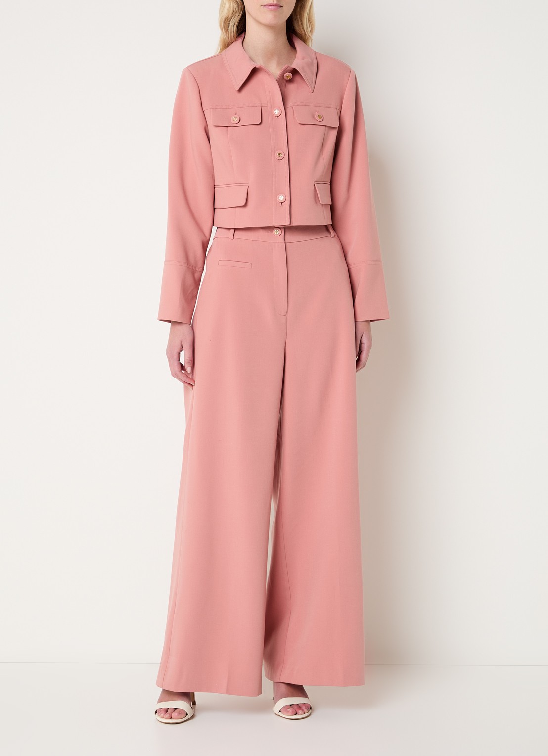Fifth House Mabelle cropped jack met klepzakken - voorkant 4 roze