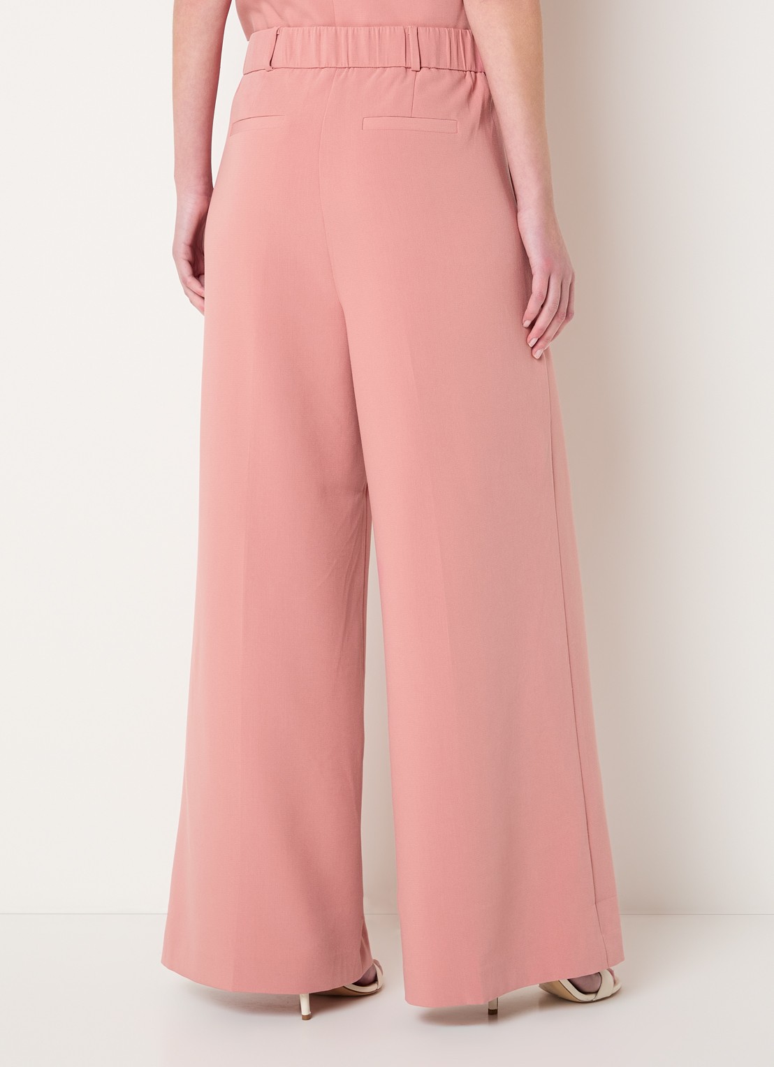 Fifth House Mabelle high waist wide fit pantalon met steekzakken - achterkant 4 roze
