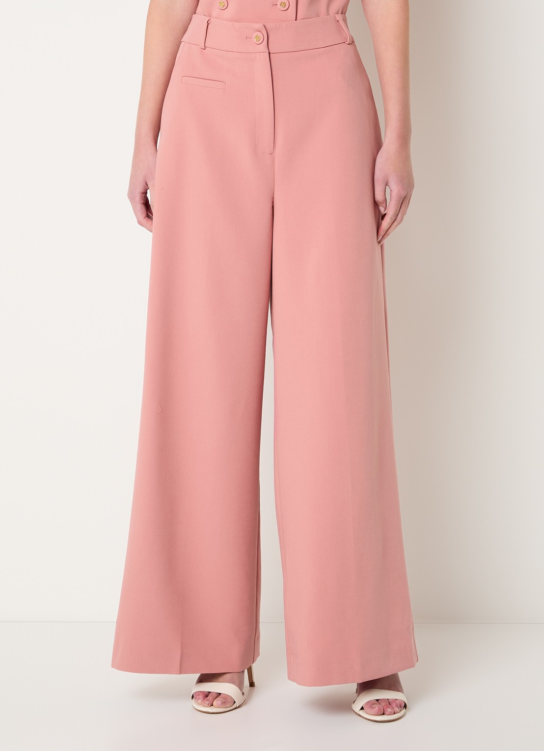 Fifth House Mabelle high waist wide fit pantalon met steekzakken - detail 3 roze
