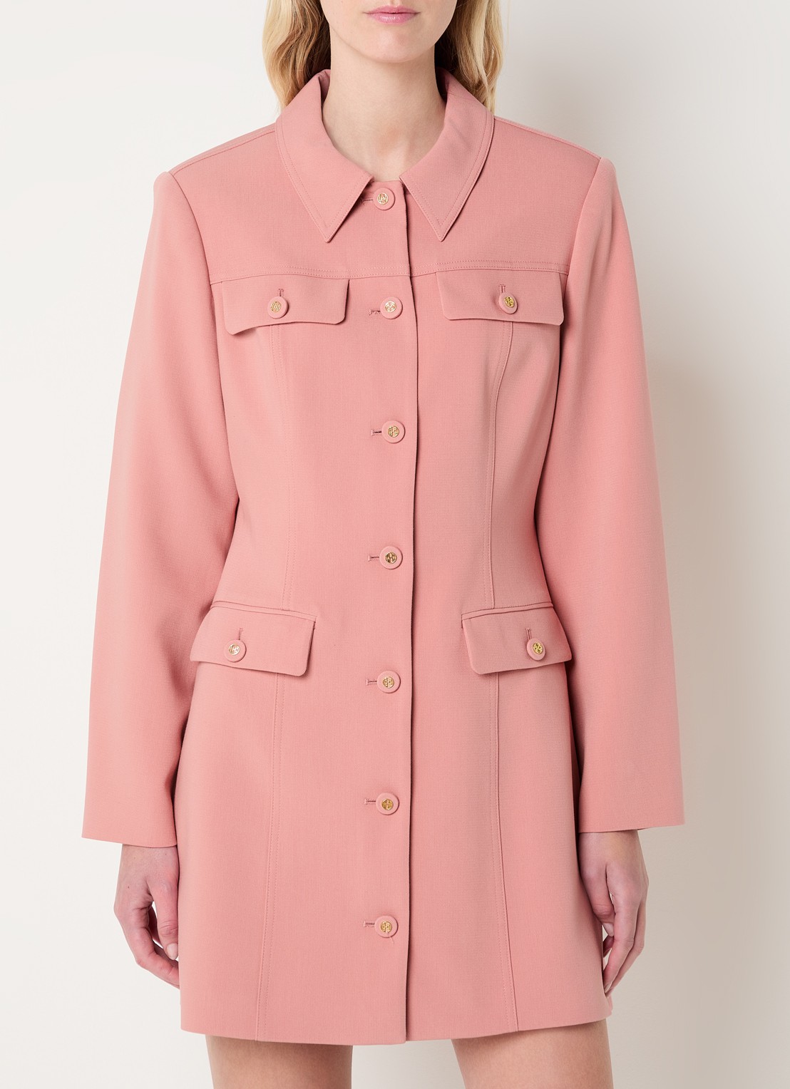 Fifth House Mabelle mini blazerjurk met schoudervulling - detail roze