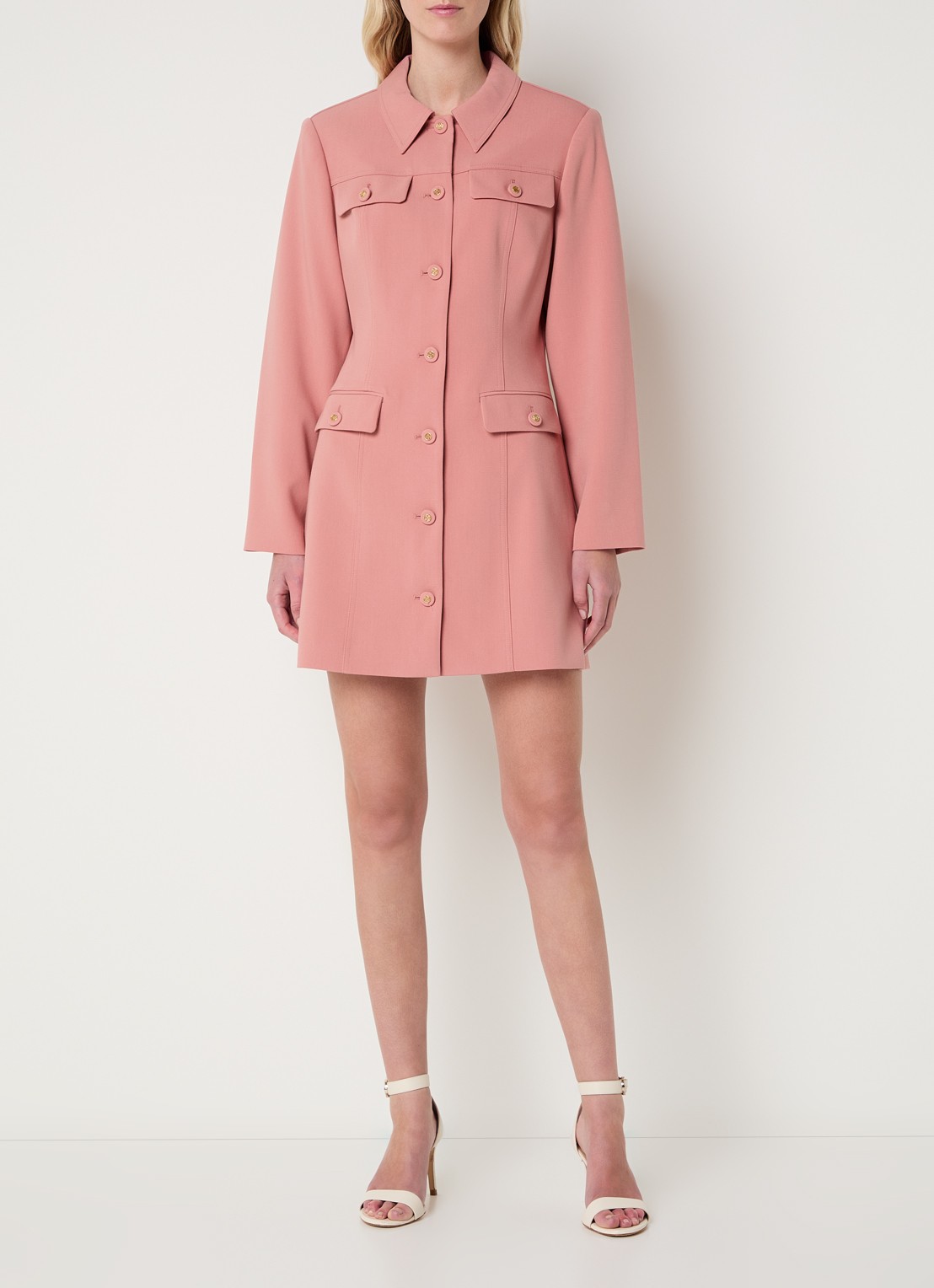 Fifth House Mabelle mini blazerjurk met schoudervulling - voorkant 3 roze